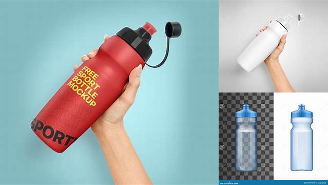 4598+ Blue Plastic Water Bottle with Sport Cap PSD Mockup PSD Free Download