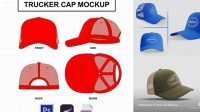 4600+ Trucker Cap with Flat Visor PSD Mockup Side View Fully Layered PSD Freebie