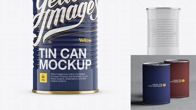 4604+ Tin Can with Metal Rim PSD Mockup Front View Smart Design Template Free