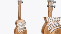 4604+ Wooden Ukulele PSD Mockup Back Half Side View Exclusive Free Photoshop Asset