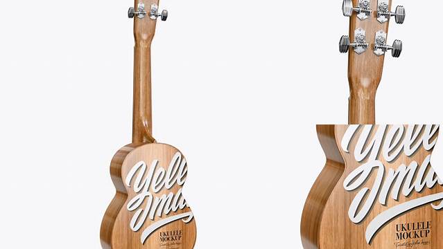 4604+ Wooden Ukulele PSD Mockup Back Half Side View Exclusive Free Photoshop Asset