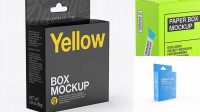 4605+ Glossy Paper Box with Hang Tab PSD Mockup Half Side View High Angle Shot Exclusive Free PSD Mockups