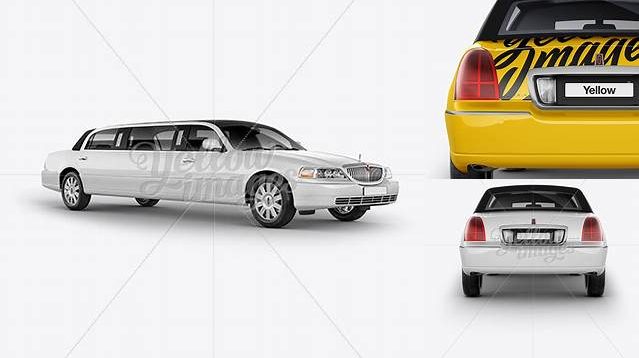 4607+ Lincoln Town Car Limousine PSD Mockup Back View Fully Layered Free Photoshop File