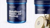 4607+ Metallic Jar PSD Mockup Front View High Angle Shot High-Quality Editable PSD