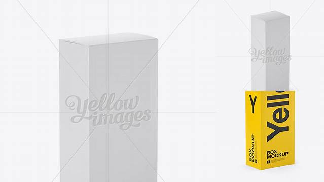 4607+ Nasal Spray Box PSD Mockup 70° Angle Front View Eye-Level Shot Elegant and Stylish Free PSD