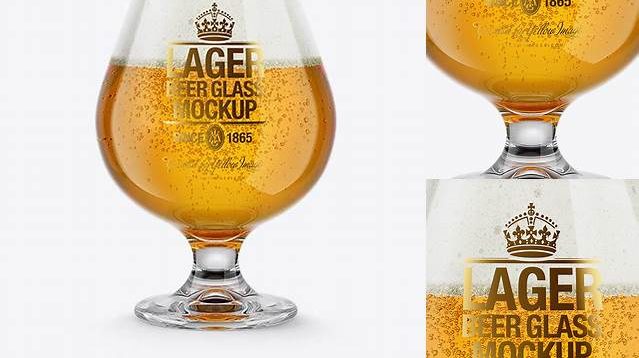 4608+ Snifter Glass With Lager Beer PSD Mockup Smart PNG Image