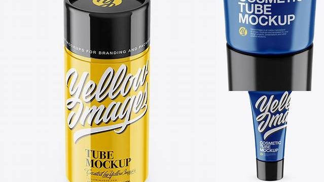 4612+ Glossy Tube PSD Mockup High-Angle Shot Advanced Photoshop Template