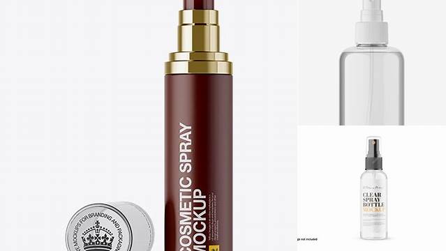 4613+ Open Matte Spray Bottle with Transparent Cap PSD Mockup Digital Download