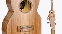 4625+ Wooden Ukulele PSD Mockup Half Side View Layered Photoshop Template