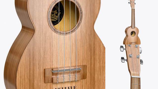 4625+ Wooden Ukulele PSD Mockup Half Side View Layered Photoshop Template