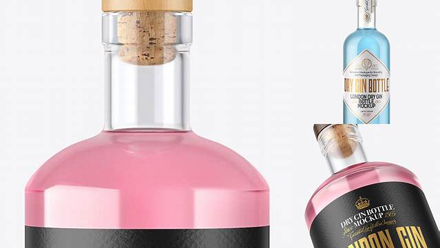 4627+ Clear Glass Gin Bottle with Wooden Cap & Wax PSD Mockup Smart Object Free Photoshop File