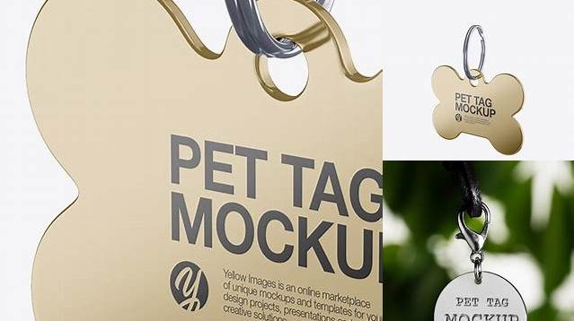 4627+ Metallic Pet Tag PSD Mockup Half Side View Photoshop PSD Free for Designers