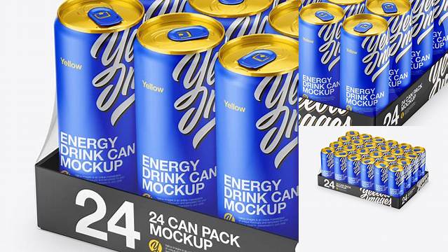 4627+ Transparent Pack with 24 Matte Aluminium Cans PSD Mockup Exclusive Editable PSD File