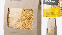 4630+ Kraft Bag with Spighe Pasta PSD Mockup Half Side View Smart Object-Based PSD Template Free