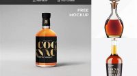 4631+ Cognac Bottle PSD Mockup Front View Elegant and Versatile PSD Resource