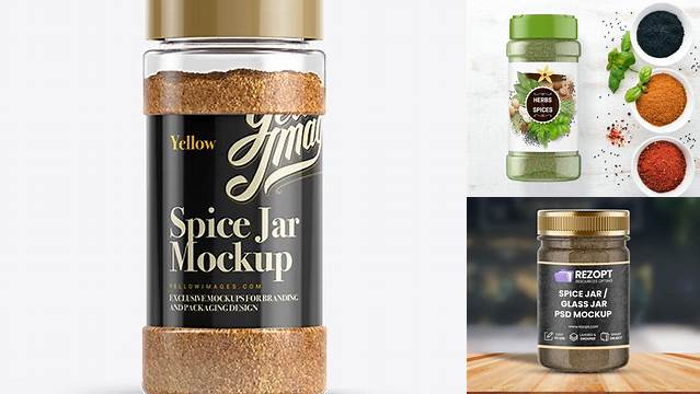 4631+ Yellow Spice Jar PSD Mockup Free Digital Resource for Designers