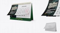 4634+ Textured 12 Months Desk Tent Calendar PSD Mockup Half Side View Elegant Photoshop Mockup