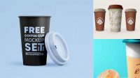 4641+ Glossy Paper Coffee Cup PSD Mockup Front View Smart Object PSD Free Resource