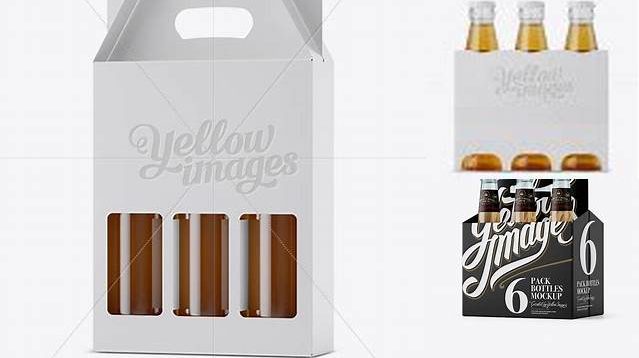 4647+ White Paper 3 Pack Beer Bottle Carrier PSD Mockup Halfside View High-Angle Shot Elegant and Versatile PSD Resource