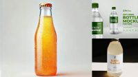 4649+ Clear Glass Bottle with Soft Drink PSD Mockup Exclusive and Stylish Design PSD