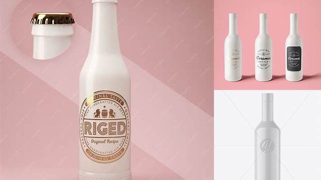 4652+ 500ml Glossy Ceramic Bottle PSD Mockup Free Professional PSD Download