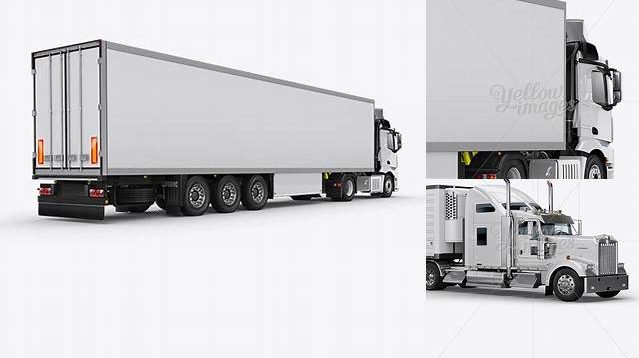 4653+ Refrigerator Truck HQ PSD Mockup Back Half Side View Free Downloadable Graphic Resource