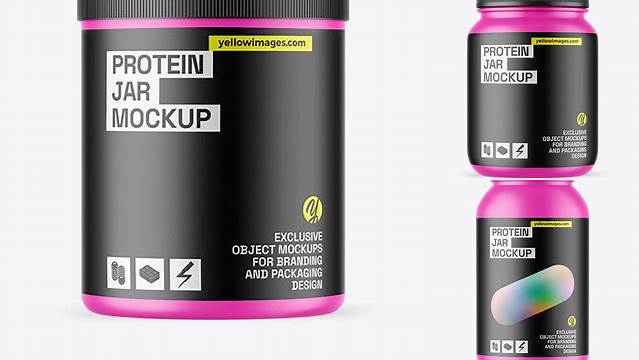 4654+ Matte Protein Bucket PSD Mockup Front View Unique High-Resolution Design Freebie