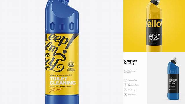 4661+ 750ml Plastic Toilet Bowl Cleaner Bottle PSD Mockup Exclusive and Stylish Design PSD