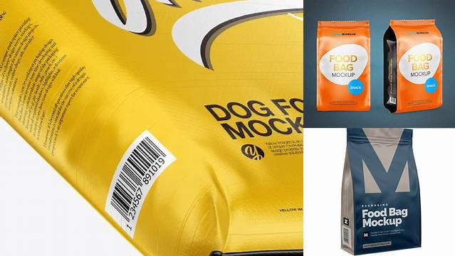 4662+ Dog Food Bag PSD Mockup Half Side View High-Angle Shot Professional Quality PSD Freebie