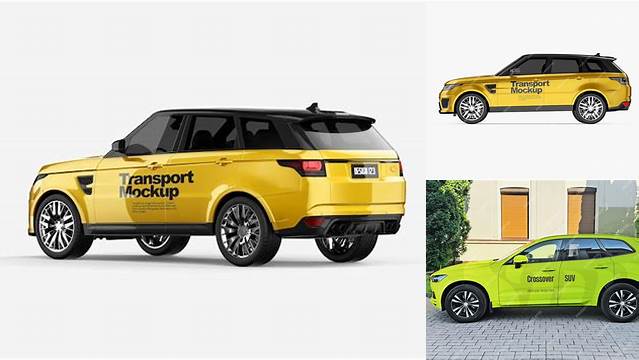 4664+ Luxury SUV ?rossover PSD Mockup Back View Smart Design Template Free