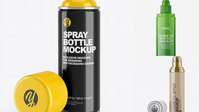 4666+ Opened Glossy Spray Bottle With Transparent Cap PSD Mockup Custom Graphic Mockup File