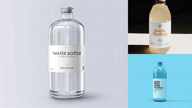 4670+ Clear Glass Bottle With Blue Drink PSD Mockup Exclusive Layered PSD Mockup