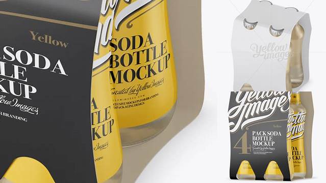 4671+ 4 Pack Soda Bottle PSD Mockup Halfside View High-Angle Elegant Design Mockup PSD