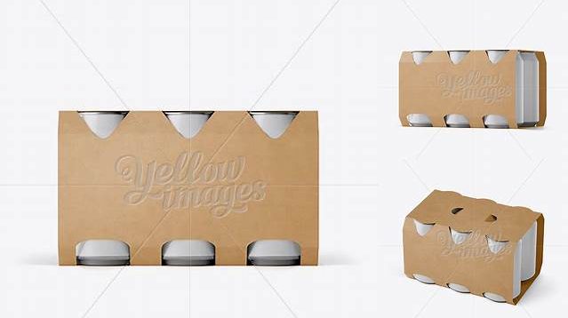 4677+ Carton 6 Pack 0.33L Cans Carrier PSD Mockup Front View Eye-Level Shot Digital Download