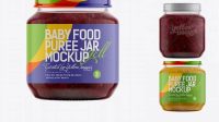 4679+ 141ml Babyfood Plum Puree Jar PSD Mockup Free PSD