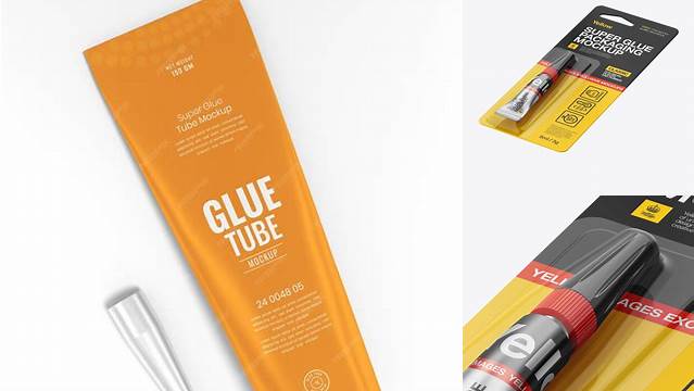 4679+ Super Glue Metal Tube Package PSD Mockup Halfside View Custom Mockup Graphic Design