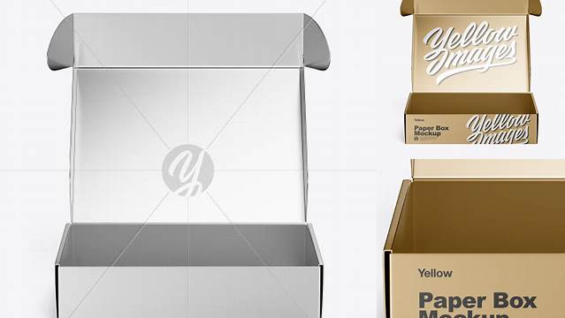 468+ Metallic Opened Box PSD Mockup Front View High Angle Shot Download Free Premium Design PSD