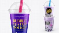 4680+ Blueberry Bubble Tea Cup PSD Mockup Front View Exclusive Layered PSD Mockup