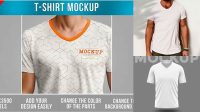 4680+ Men's T-Shirt With V-Neck PSD Mockup Front View High-End Professional PSD Resources