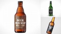 4681+ 550ml Amber Glass Beer Bottle PSD Mockup Free Photoshop Mockup Design