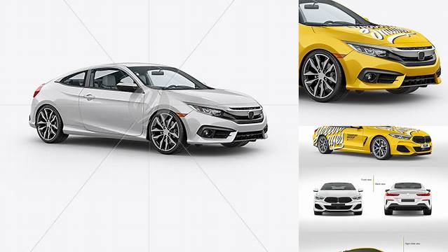 4681+ Compact Coupe Car PSD Mockup Half Side View Stylish Free PSD