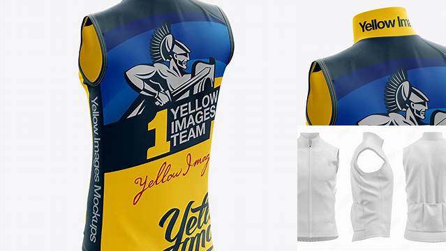 4683+ Men’s Cycling Vest PSD Mockup Back Half Side View Editable Design PSD File