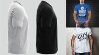 4684+ Men's T-Shirt With Buttons PSD Mockup Side View Exclusive Free PSD Mockups