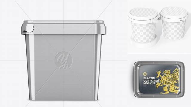 4684+ Metallic Plastic Container PSD Mockup Front View Professional Quality Freebie PSD File