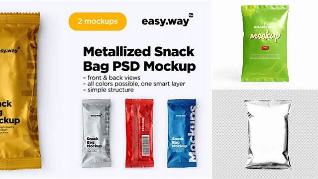 4684+ Metallic Snack Bag PSD Mockup Free Graphic Design Mockup File