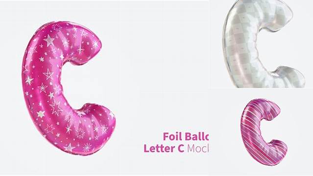 4685+ Letter C Foil Balloon PSD Mockup Exclusive Editable PSD File