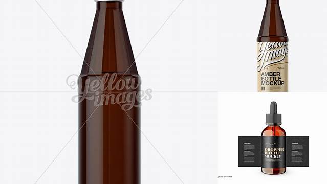 4686+ 330ml Dark Amber Glass Bottle PSD Mockup Front View Premium Mockup Freebie