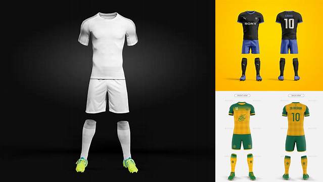 4688+ Men’s Full Soccer Kit PSD Mockup Half Side View Advanced and Editable PSD Template Free