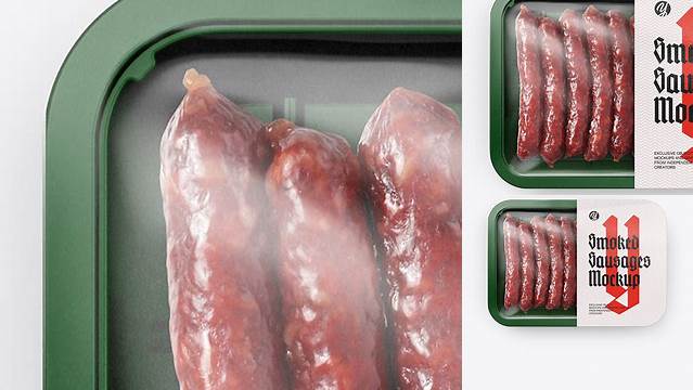 469+ Plastic Tray With Smoked Sausages PSD Mockup Top View Creative and Modern PSD Freebie