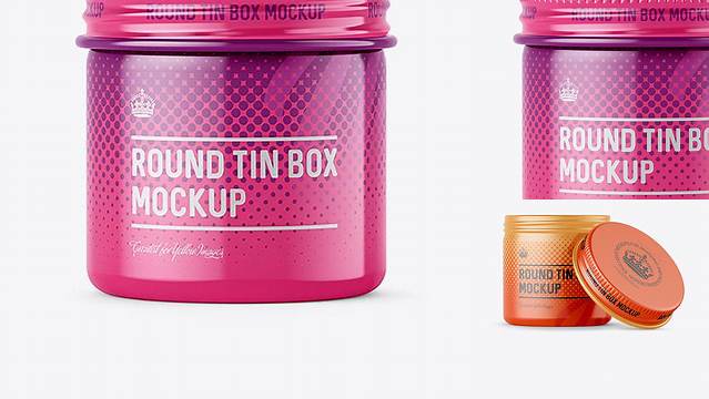 4690+ 50ml Round Tin Box with Glossy Finish PSD Mockup Front View Creative High-Resolution PSD Freebie